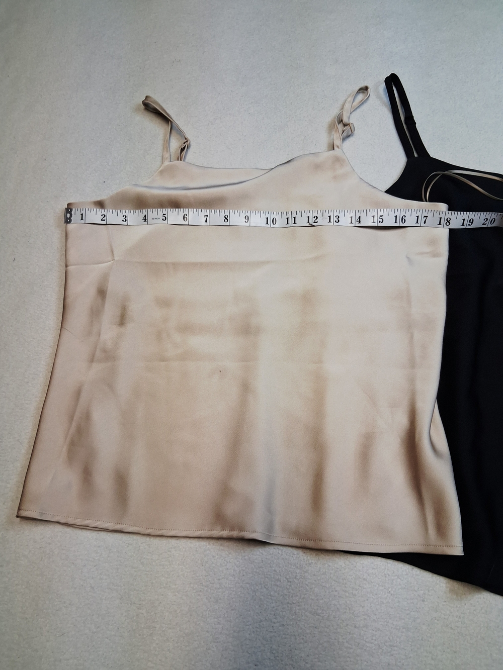 Women's Satin Cami Tank Tops - Black and Cream - Picture 2 of 8